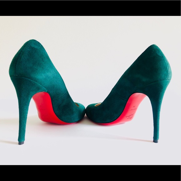 Christian Louboutin Fifi Green Suede Leather Pumps - Picture 10 of 13